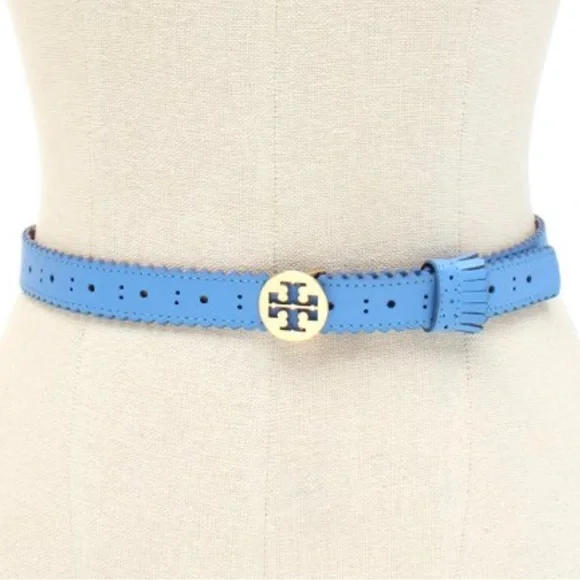 Tory Burch | Blue Spectator Leather Belt mint condition Tory Burch Reversible Logo WIDE 1 1/2 main image 2